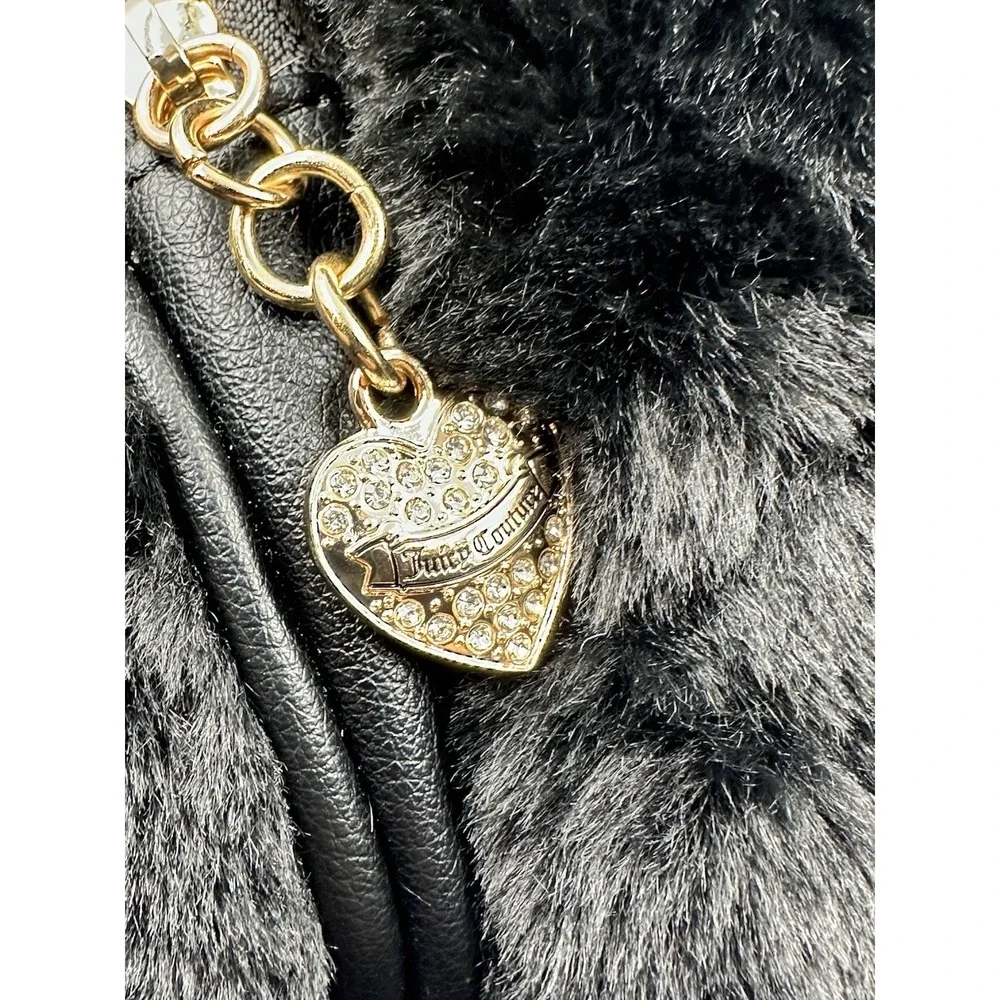 Juicy Couture Let's Get Cozy Backpack Plush Furry in Black Liquorice
